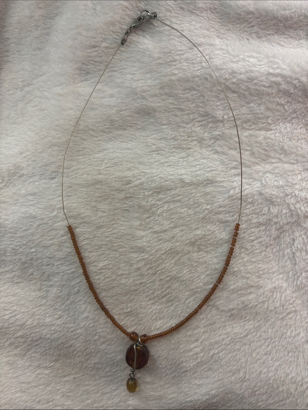 Delicate Brown Bead Pendant Necklace - Unbranded
